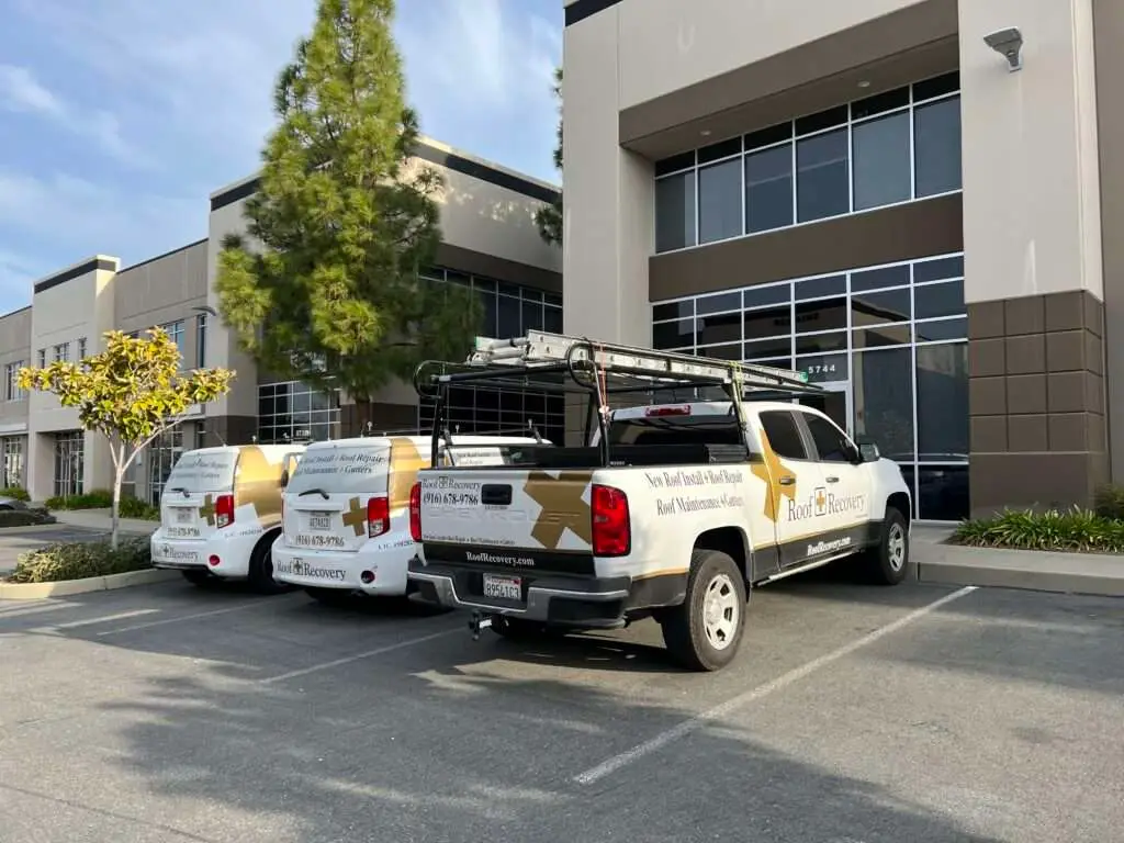 Roof Recovery truck at a job site