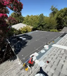 New ISO board insulation installed on a Sacramento flat roof before the TPO membrane