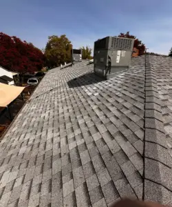 Sacramento shingle roof with a rooftop HVAC unit after the repair was completed